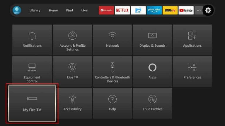 Select the My Fire TV button