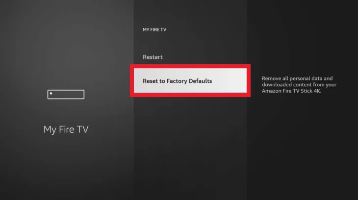 Tap Reset to Factory Defaults