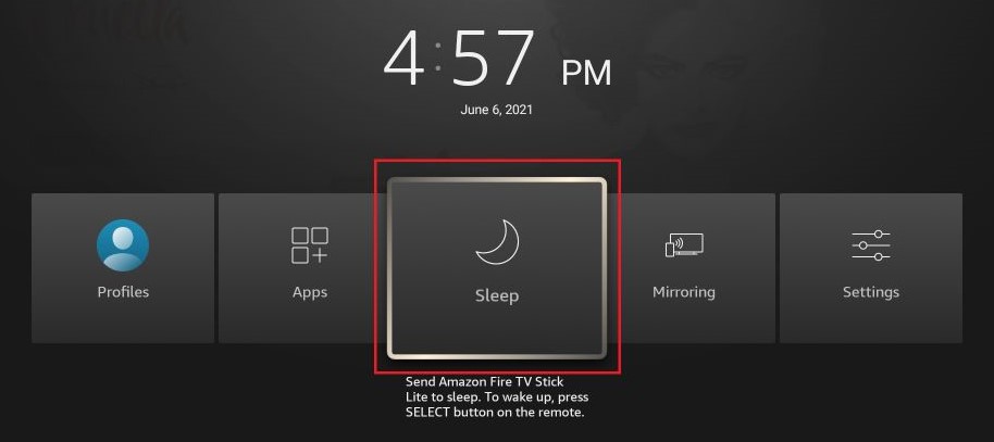 Select Sleep option 