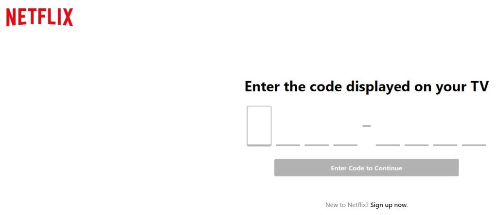 Enter activation code to watch Netflix on Firestick