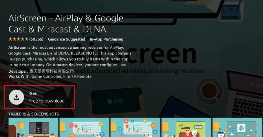 Download the AirScreen app on Firestick