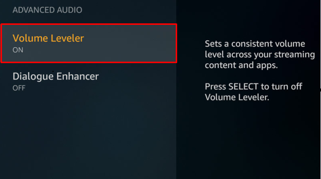 Turn off Volume Leveler to fix Firestick Remote Volume Not Working
