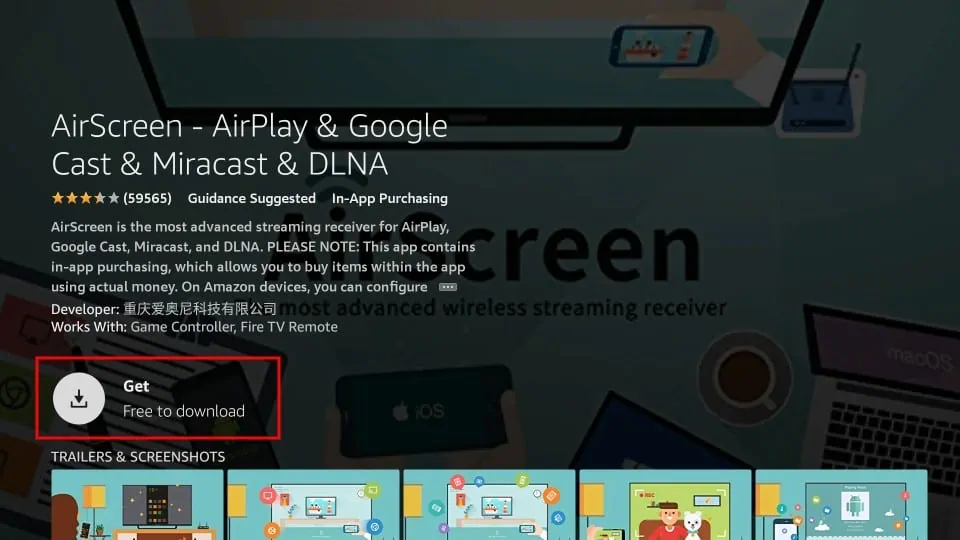 Install AirScreen app to cast to Firestick