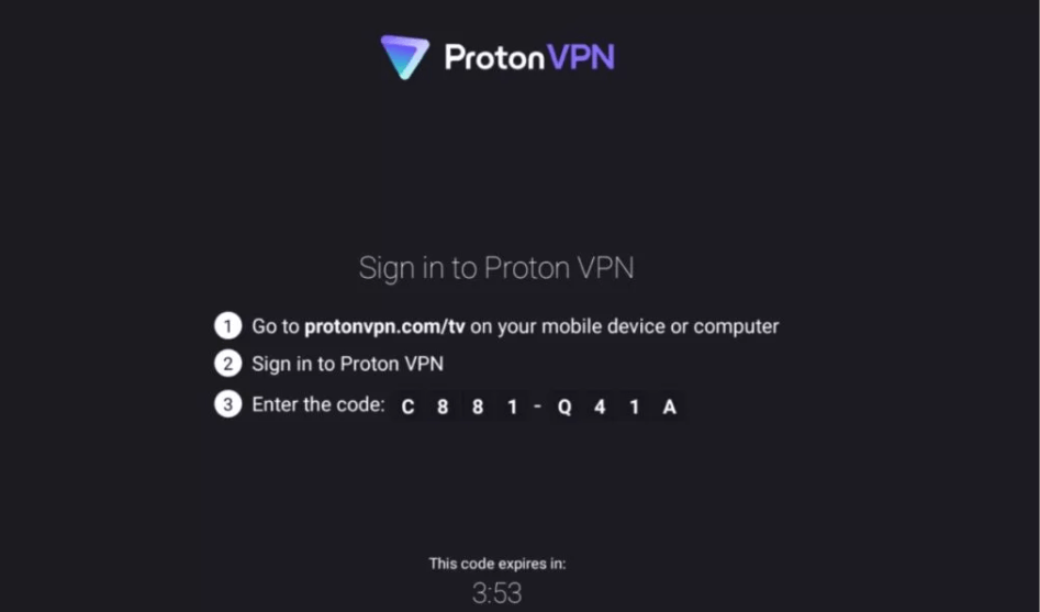 Note down the Proton VPN activation code 