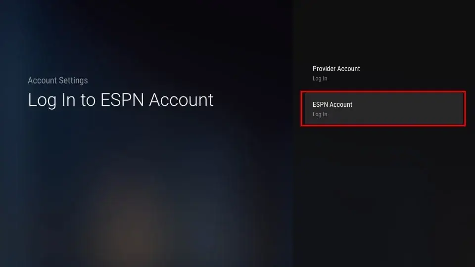 Click on ESPN account option 