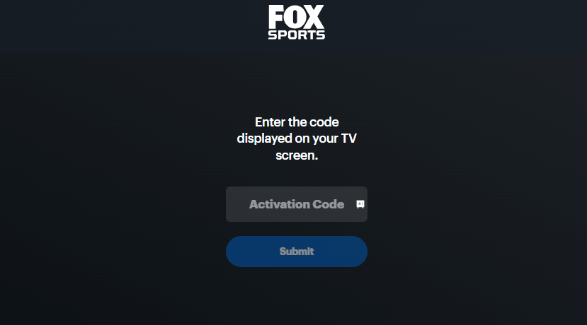Enter the activation code of FOX Sports