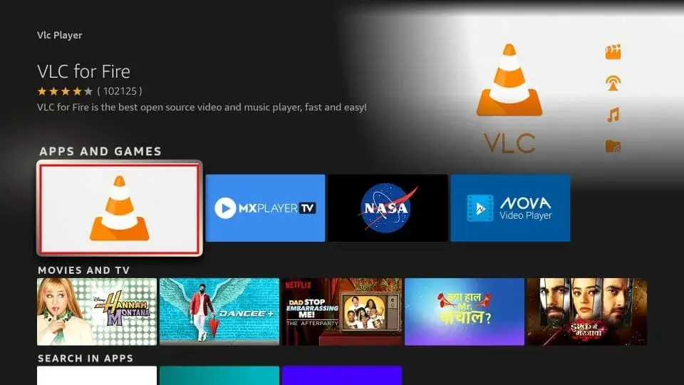 Search for VLC on Firestick