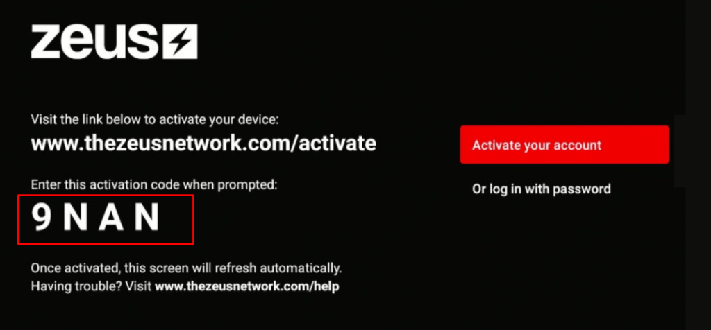 Zeus Network activation code