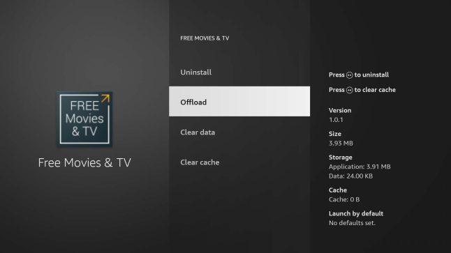 Offload apps to free up space on Firestick